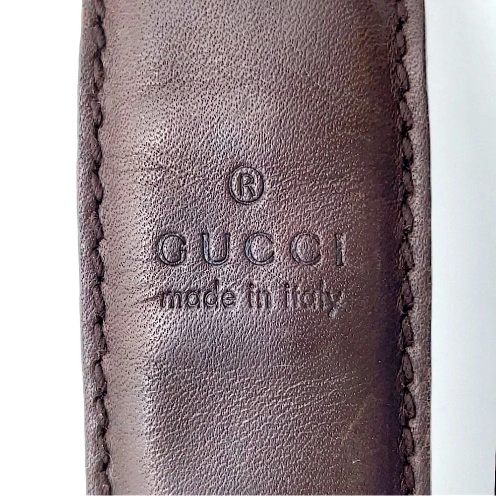 GUCCI GG Monogram Beige Coated Canvas and Dark Brown Leather Messenger Bag